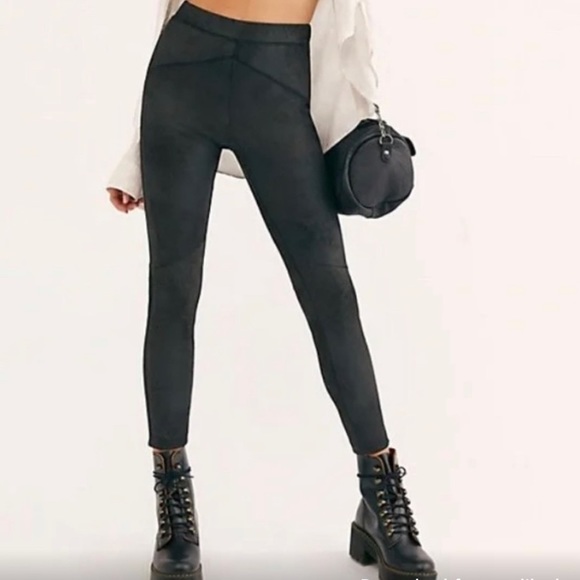 Free People Pants - Free People Midnight Vegan Suede Leggings | Black Moto | Size XS